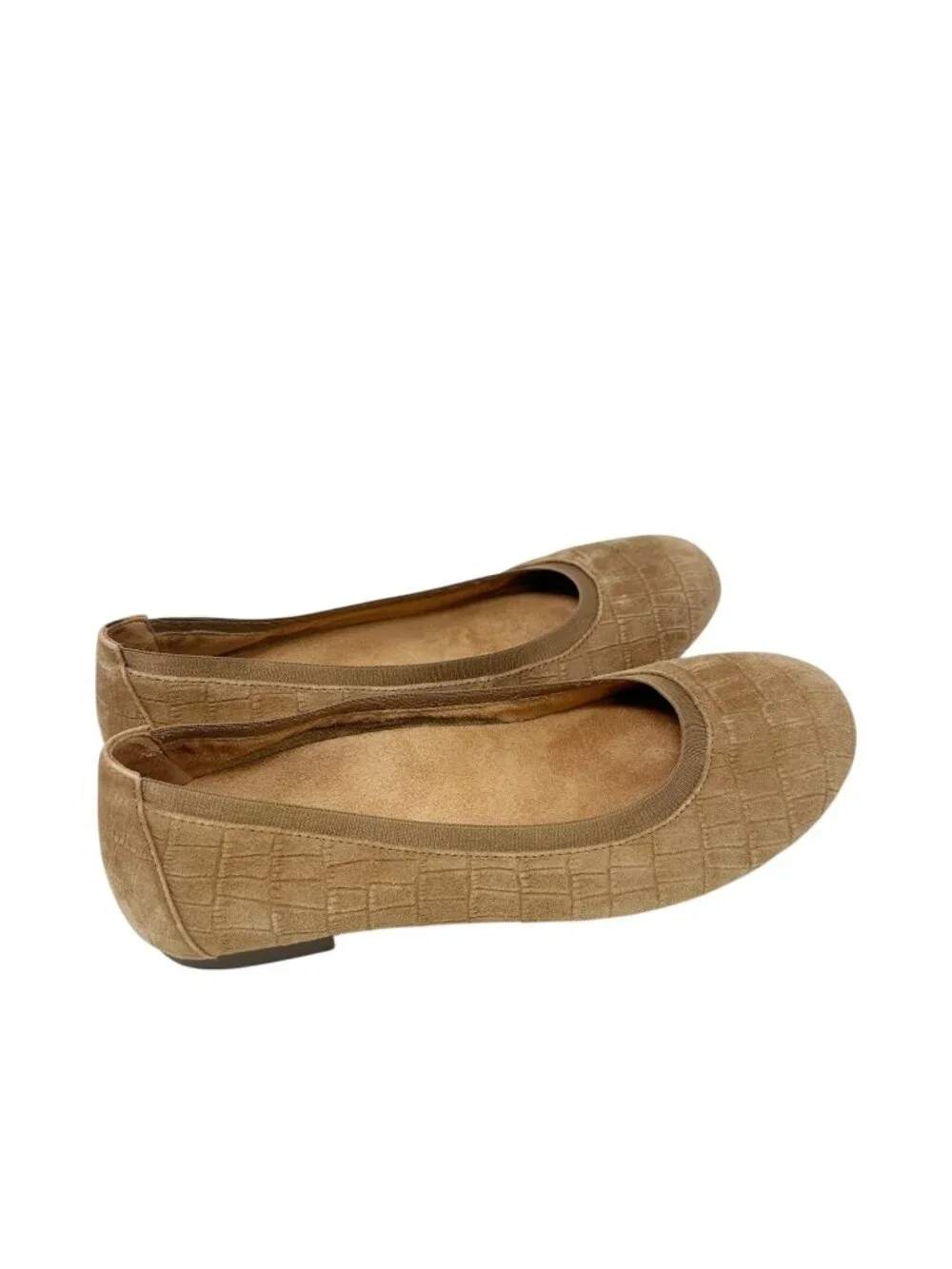 Vionic Anita Ballet Flats Taupe Croc Embossed Suede 9.5